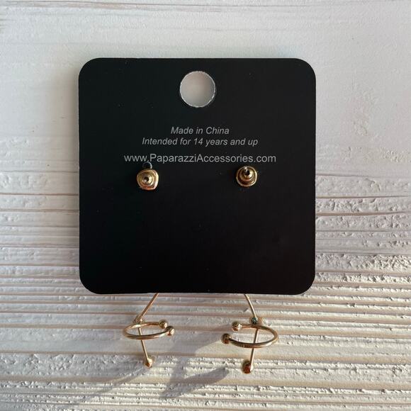 Paparazzi Constellation Earrings Crawler Gold Tone with Faux Diamonds NEW NWT - Picture 2 of 2